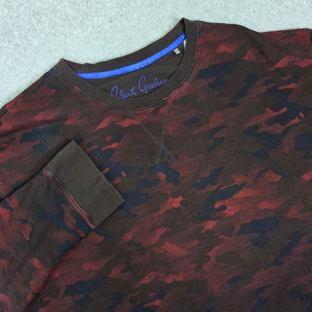 Robert Graham Men's 2XLT Red Brown Camo Cotton‎ Crewneck Sweatshirt Pullover